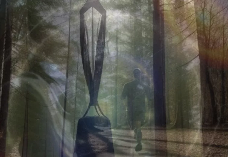 Another Iteration of the Cosmos - jogger in the wood - image generated with AI