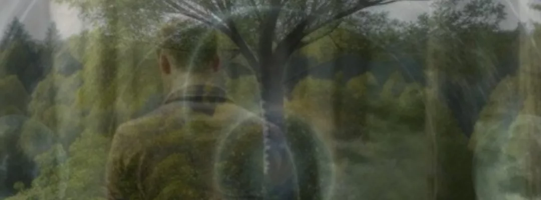 In another iteration of the universe - man in the woods image generated by AI