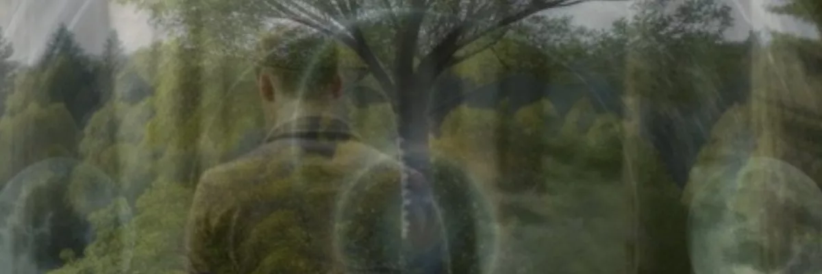 In another iteration of the universe - man in the woods image generated by AI