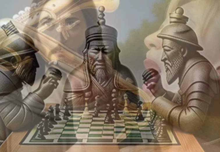 Stone faced chess image created with AI