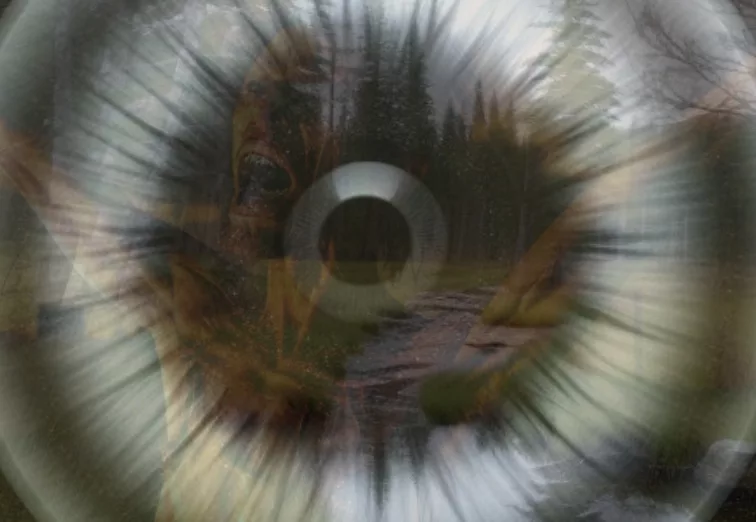 river roaring in a dead eyeball with a lunatic - image generated by AI