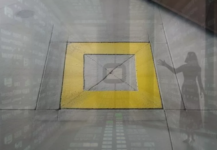 Vision of the future - a yellow square subliminal space - image created with AI