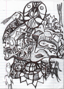 Doodle drawing in ink - subconscious representation