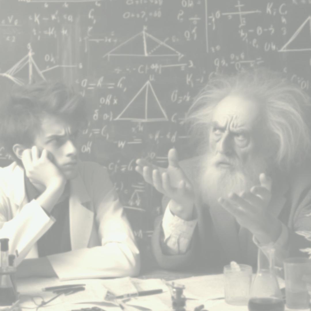 math professor discussing string theories with a scientist - short story image by BW Derge