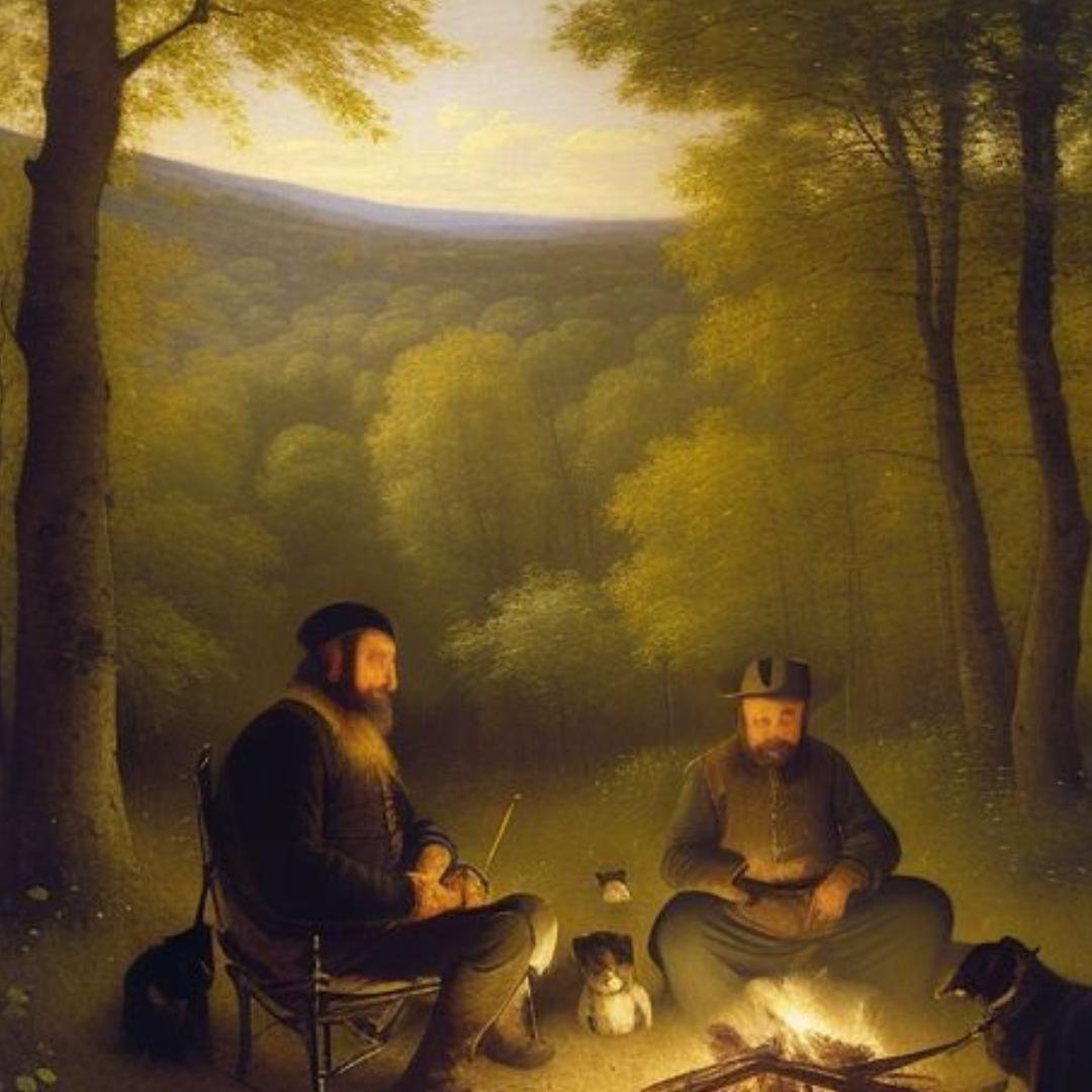 Campfire scene from the short story "Shoot" by BW Derge