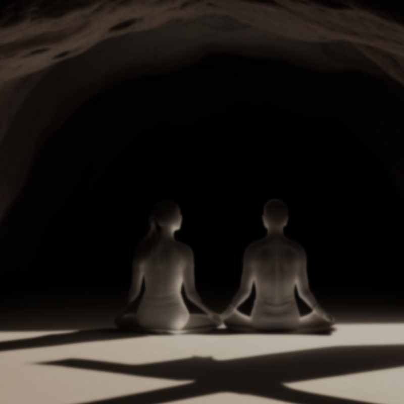 Two shadows meditating - scene from Laenif Chapter 13