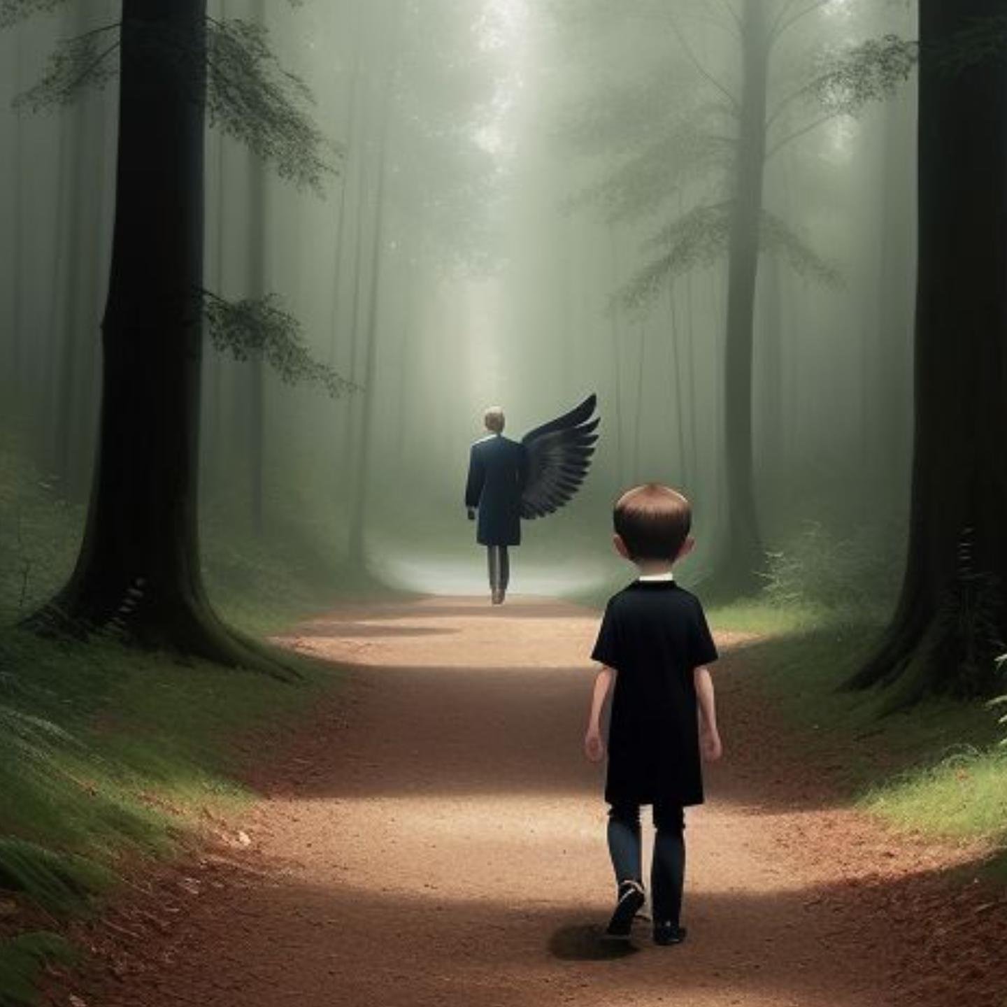 Young Daniel spots the Guardian in the woods - scene from Laenif: Book 2