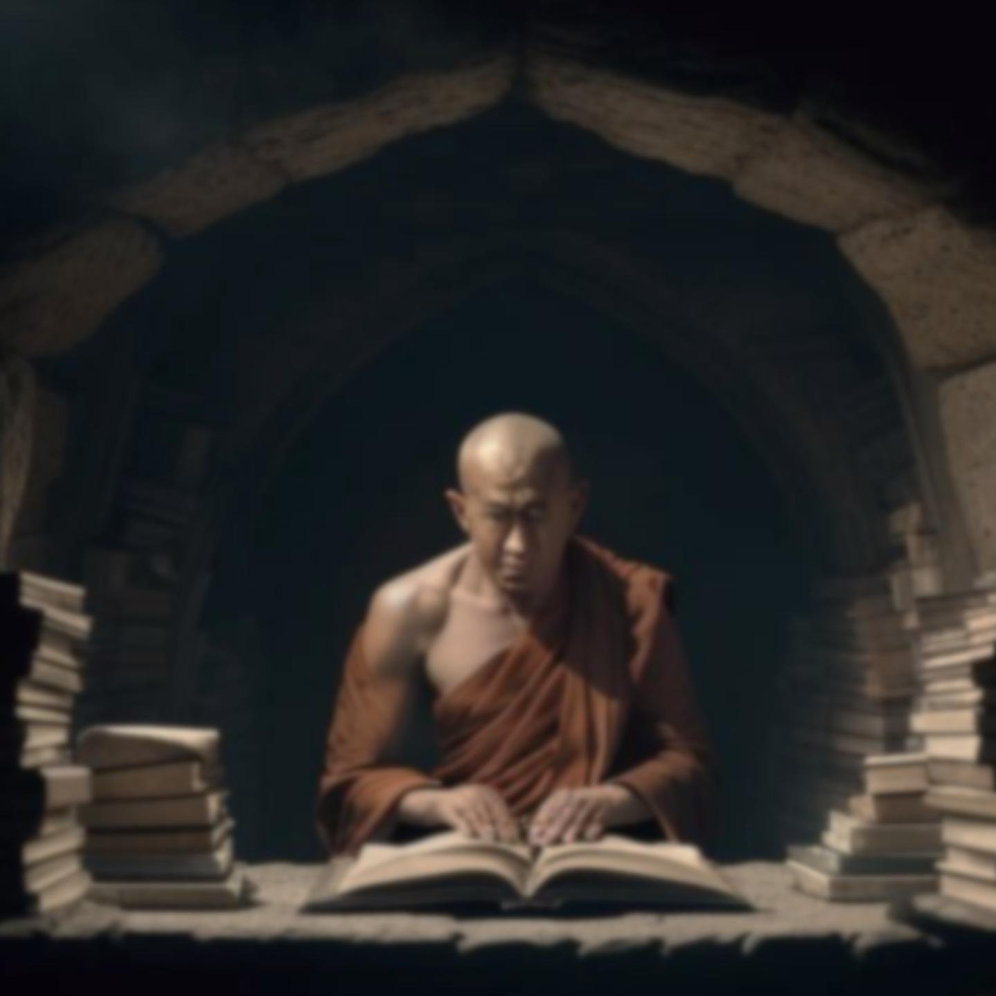 A Monk surrounded by books in the dark ages II: a short story by BW Derge