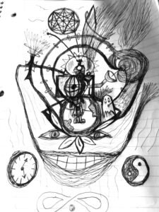 weird doodle drawing by BW Derge - abstract art