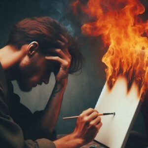 The Burning of a Soul where Poetry Billows Out Like Smoke - 1 The Blank Canvas is Burning with the Artist's Soul
