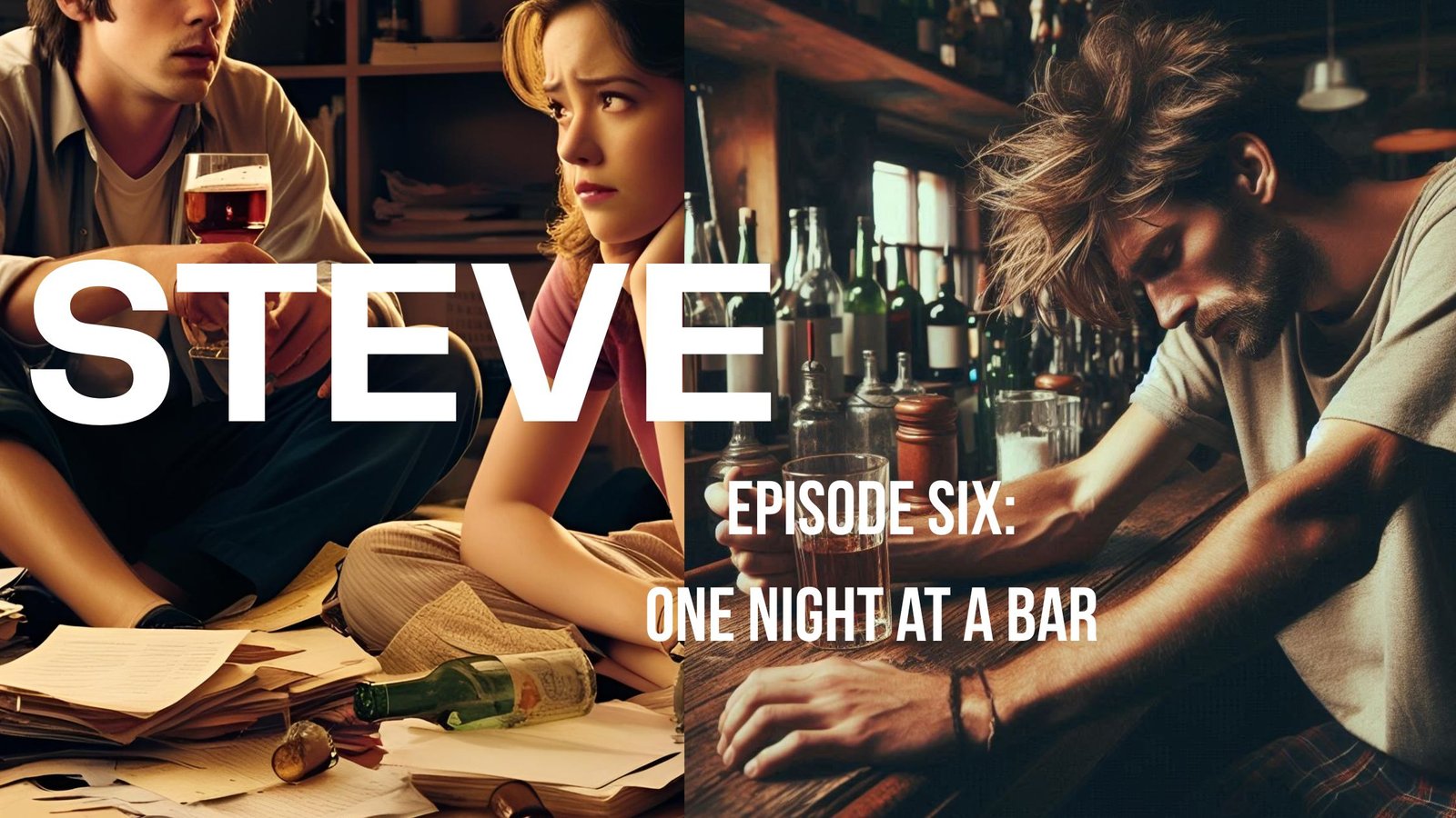 STEVE - website banner - ep 6 - one night at a bar One Night a Bar - episode 6 of untitled miniseries about Steve