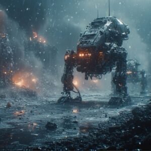 Humanity's Last Gasp - Frozen Robots - 2 futuristic mining robot - humanity's last gasp