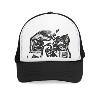 artistic-weird-doodle-mesh-cap-stylish-hat-unique-gift-for-artists-casual-summer-accessory-cool-outdoor-gear (1) Fun Weird Alternative Fashion Hat