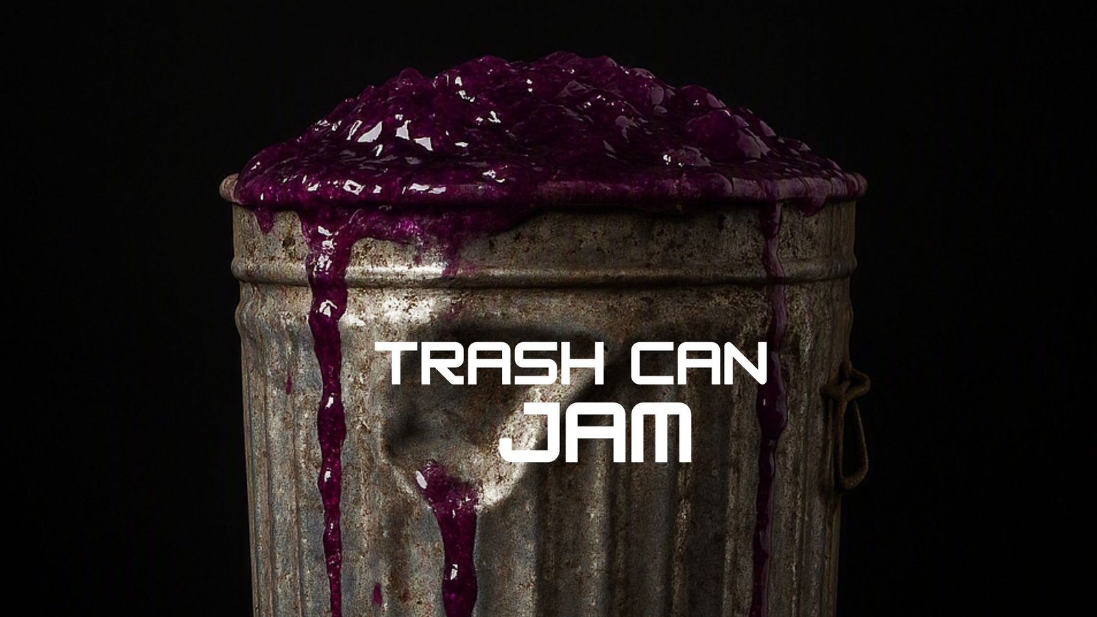 Trash Can Jam - A metal trash can filled with jelly